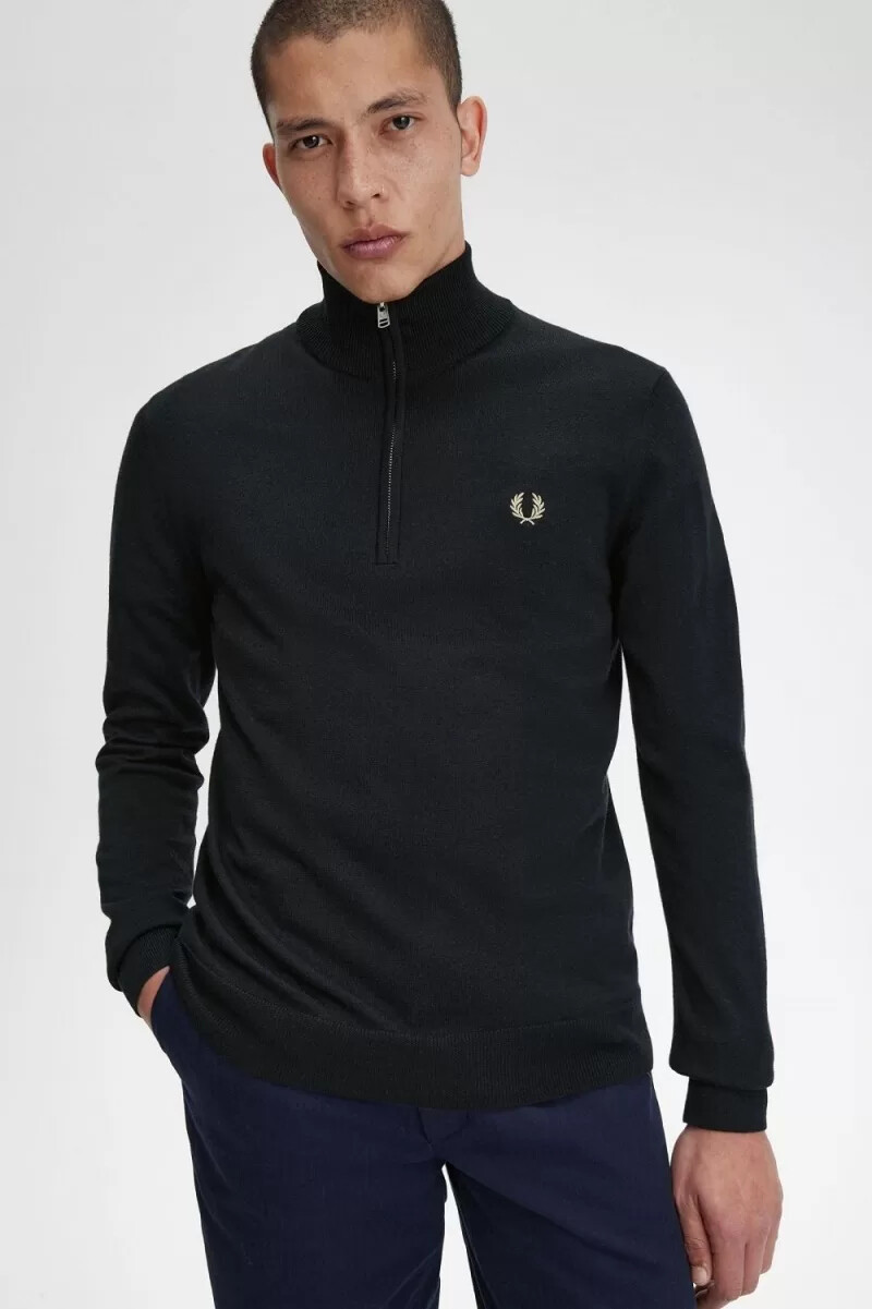 maglione da uomo fred perry classic half zip nero