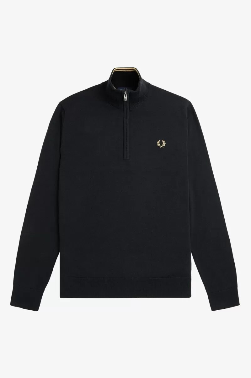 maglione da uomo fred perry classic half zip nero