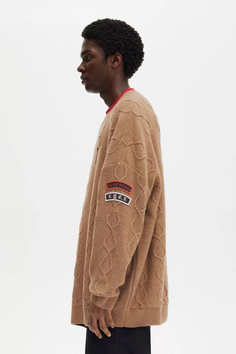 maglione oversize da uomo con toppa fred perry verde