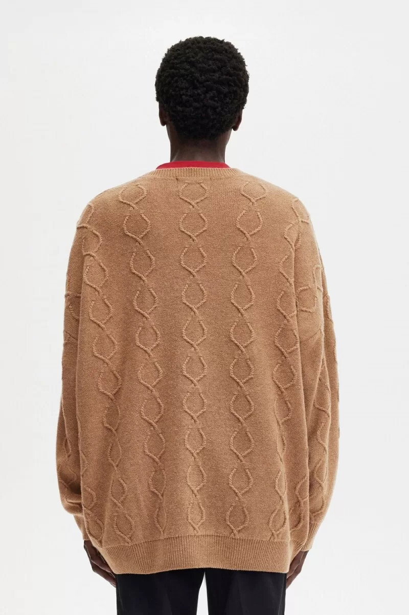 maglione oversize da uomo con toppa fred perry verde