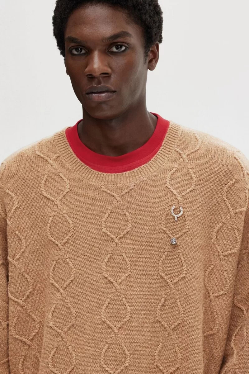 maglione oversize da uomo con toppa fred perry verde