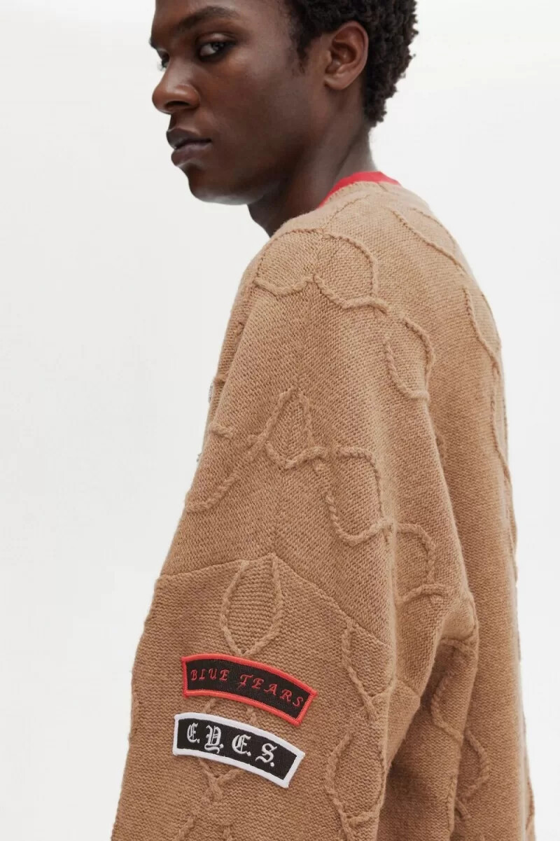 maglione oversize da uomo con toppa fred perry verde