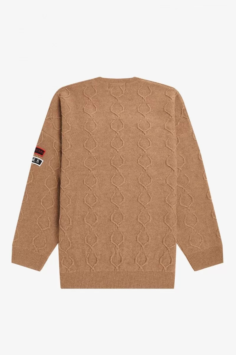 maglione oversize da uomo con toppa fred perry verde