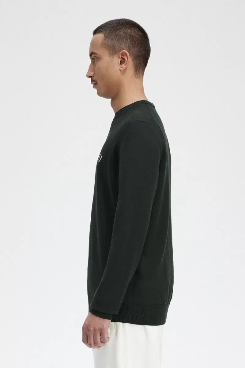 maglione girocollo classico da uomo fred perry verde notte