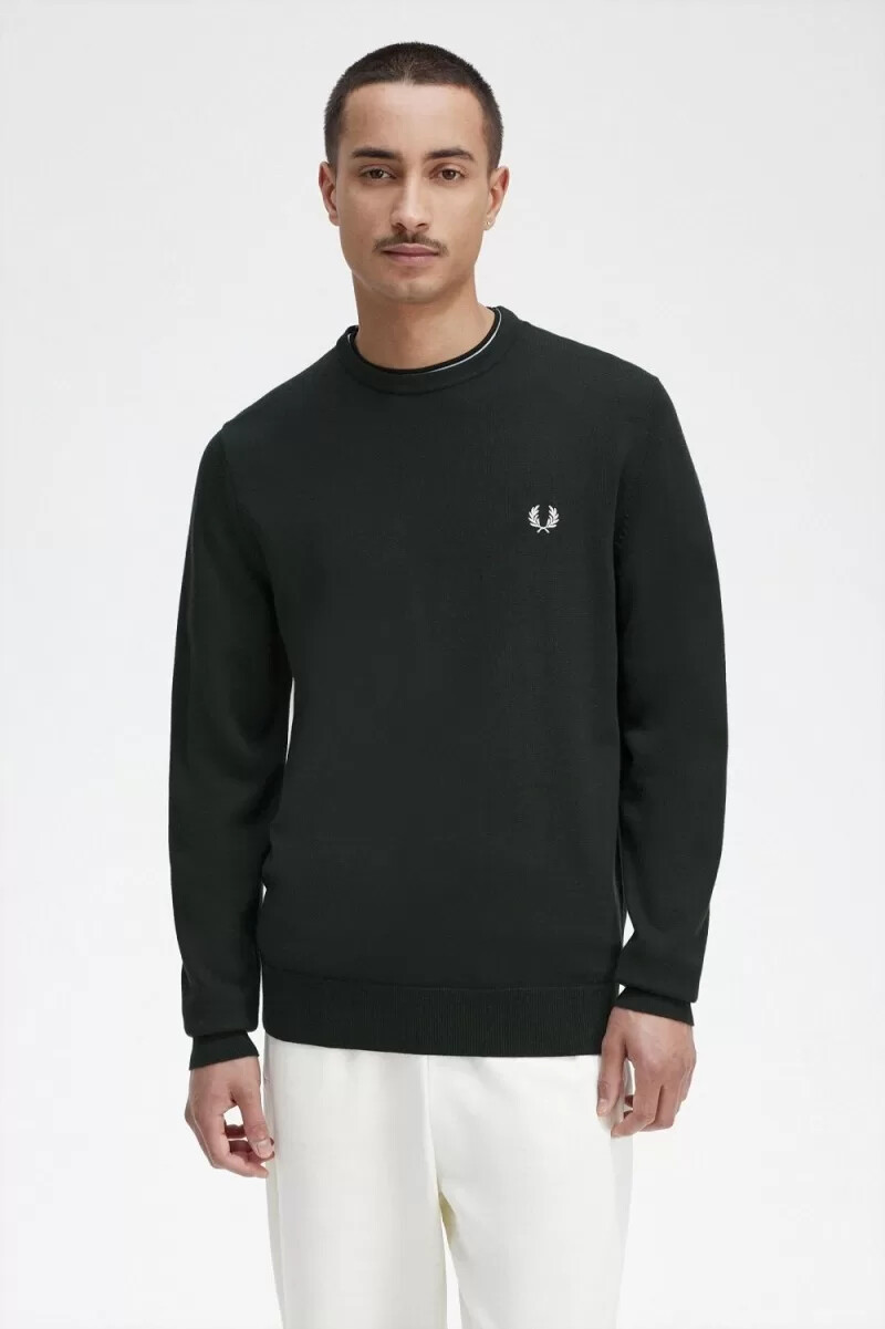 maglione girocollo classico da uomo fred perry verde notte