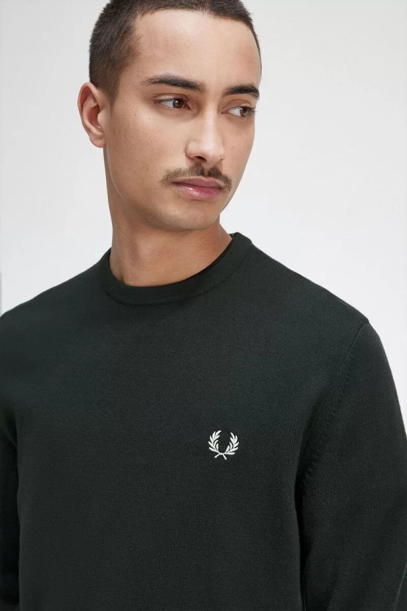 maglione girocollo classico da uomo fred perry verde notte