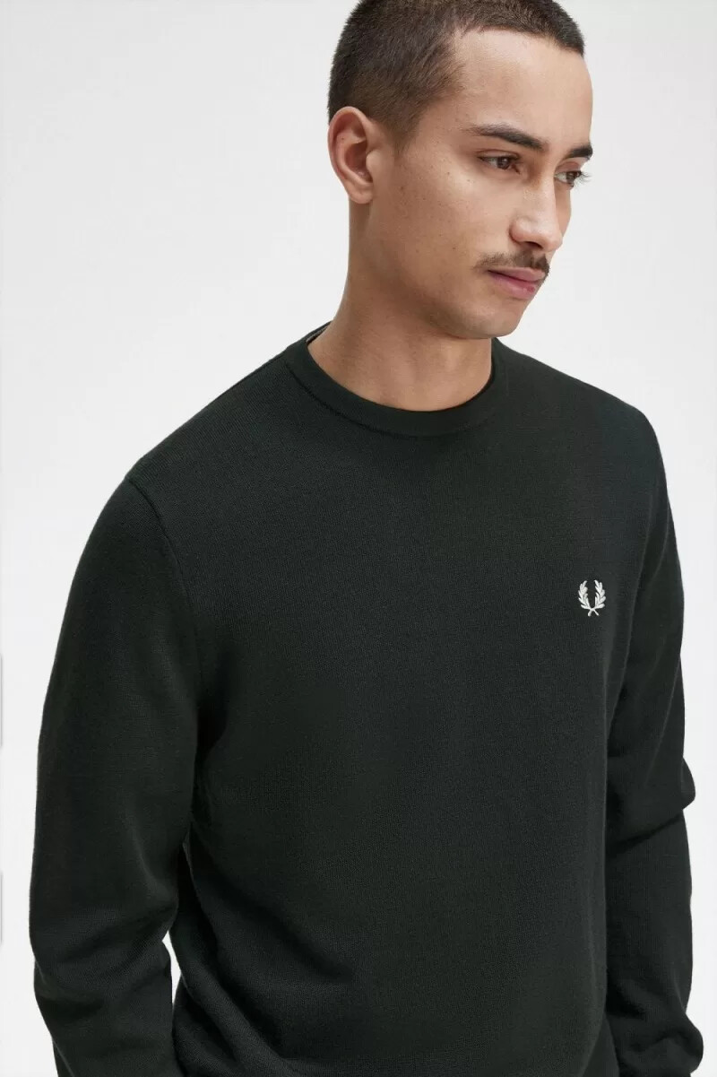 maglione girocollo classico da uomo fred perry verde notte