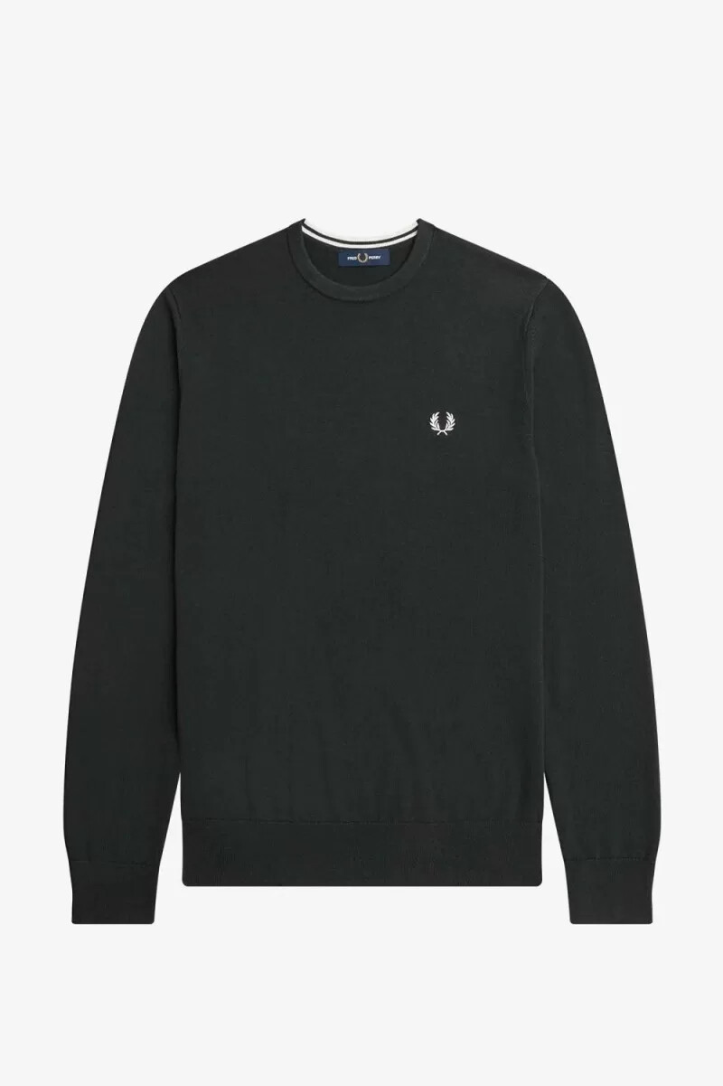 maglione girocollo classico da uomo fred perry verde notte
