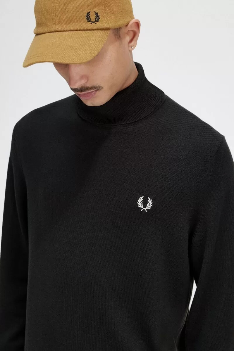 maglione a collo alto da uomo fred perry verde notte