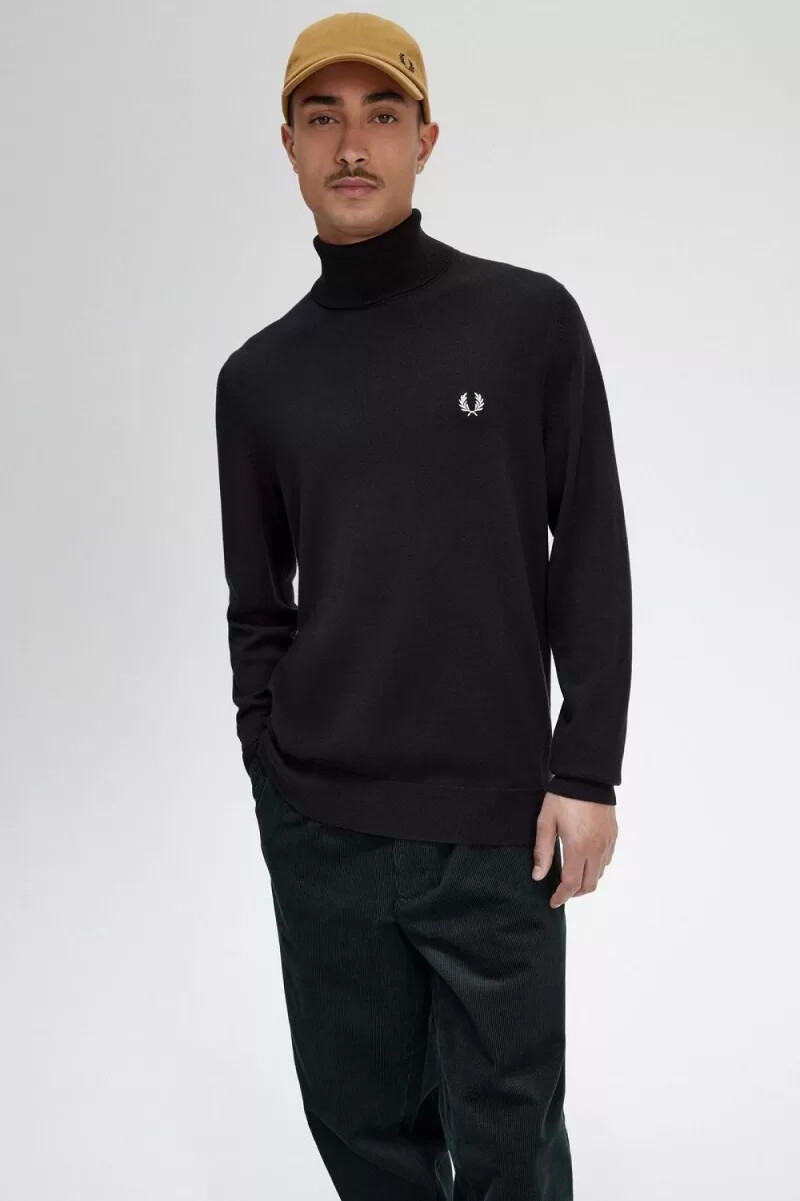 maglione a collo alto da uomo fred perry verde notte