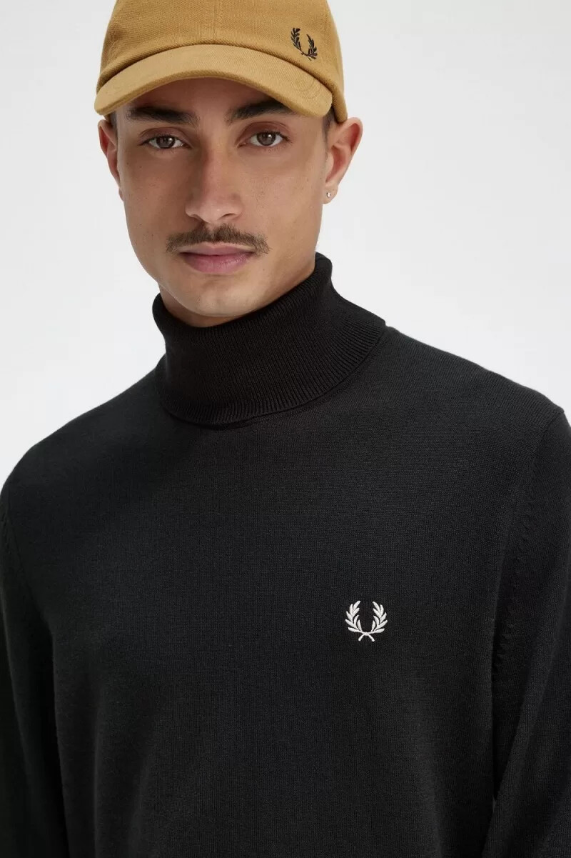 maglione a collo alto da uomo fred perry verde notte