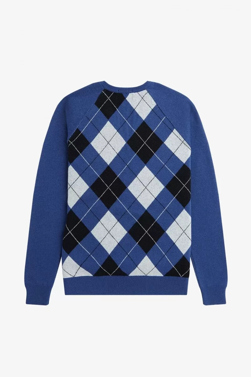 maglione da uomo fred perry lambswool argyle con scollo a v colore cobalto
