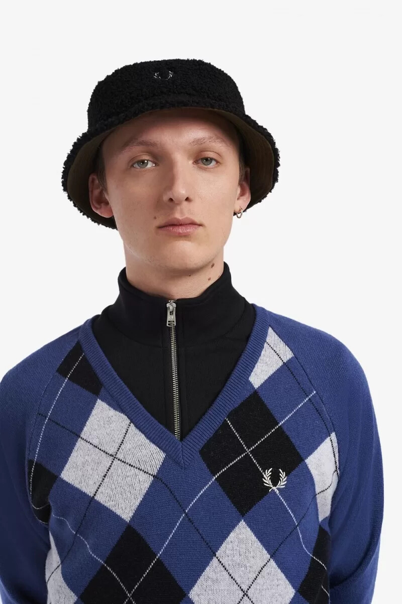 maglione da uomo fred perry lambswool argyle con scollo a v colore cobalto