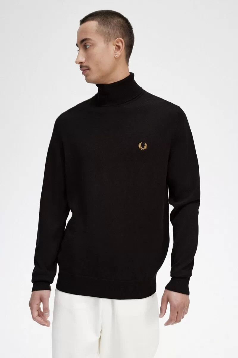 maglione a collo alto da uomo fred perry blu navy