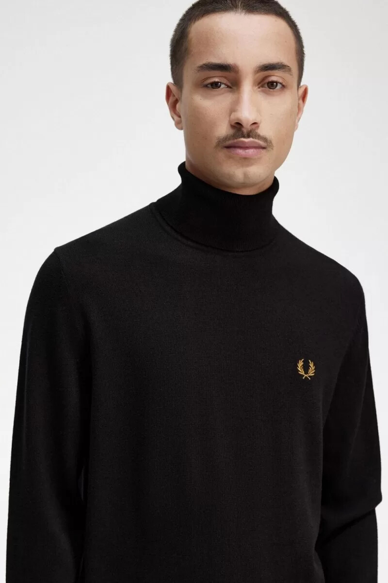 maglione a collo alto da uomo fred perry blu navy