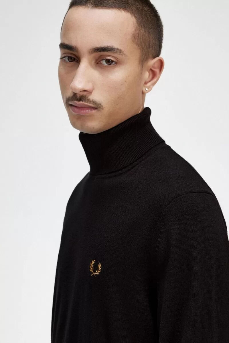 maglione a collo alto da uomo fred perry blu navy