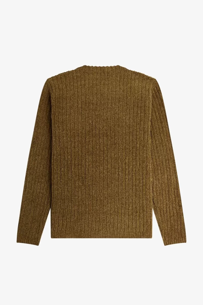 maglione da uomo fred perry chenille rib marrone