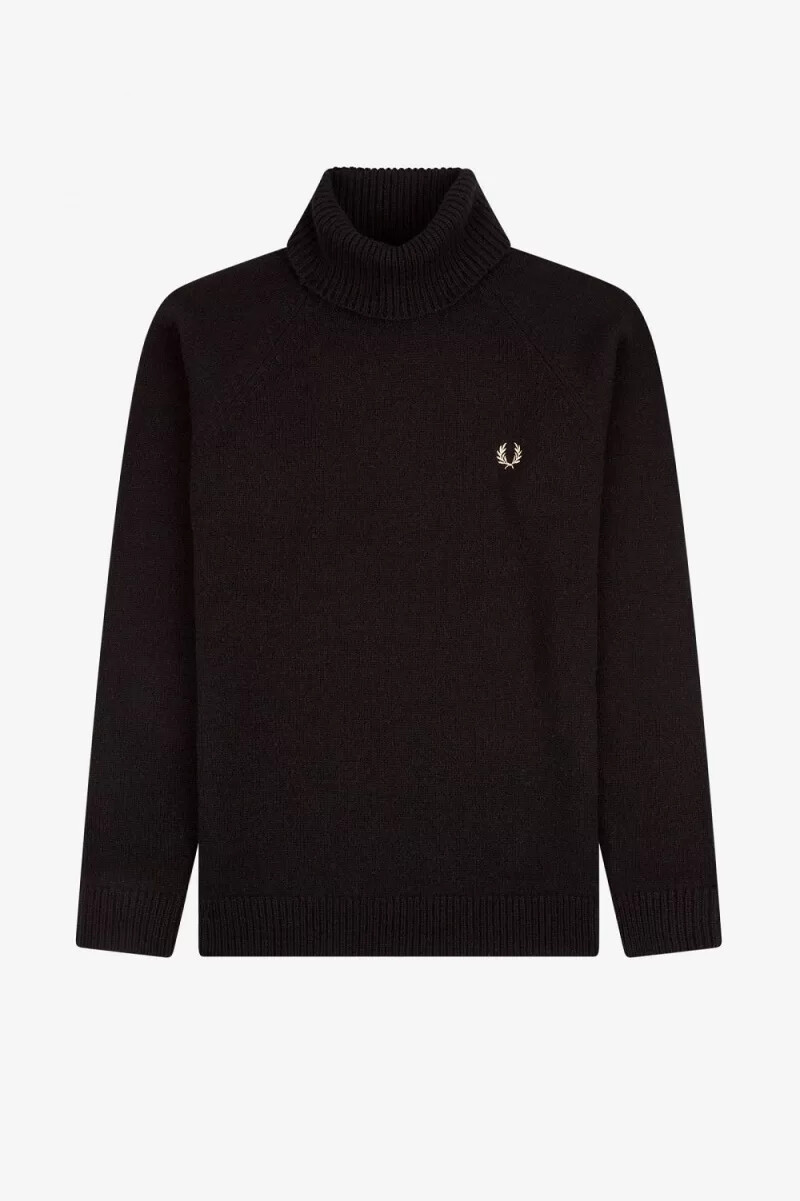 maglione a collo alto da uomo fred perry nero