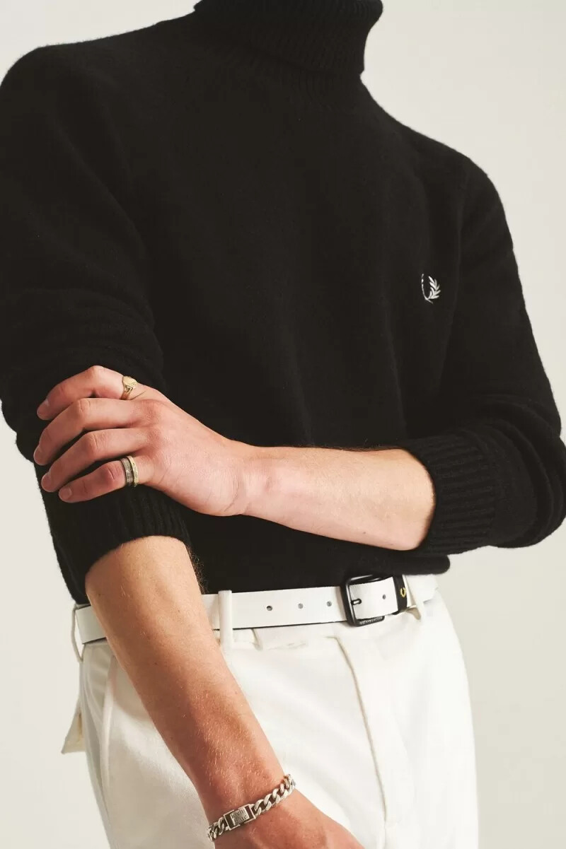 maglione a collo alto da uomo fred perry nero