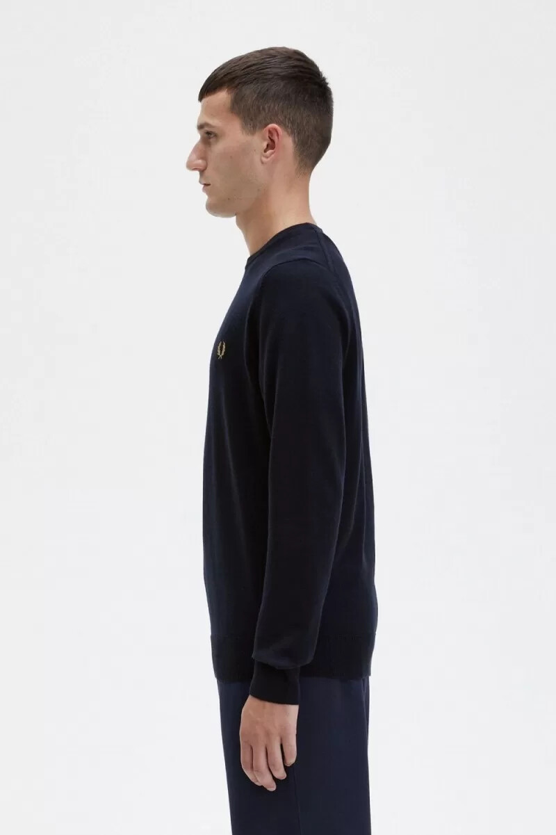 maglione girocollo classico da uomo fred perry blu navy