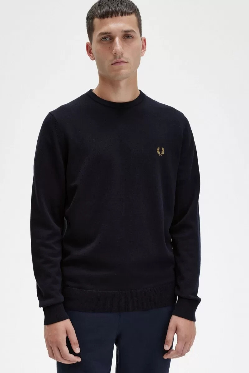 maglione girocollo classico da uomo fred perry blu navy