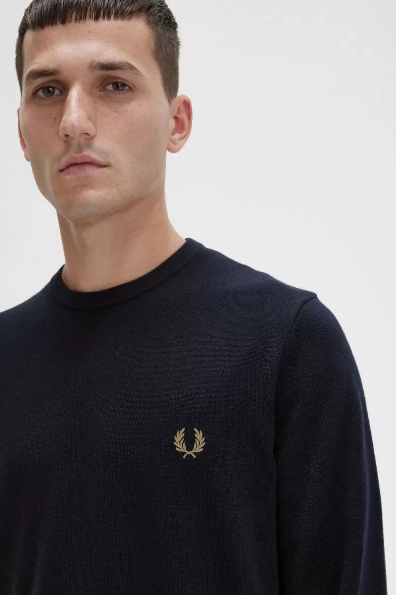 maglione girocollo classico da uomo fred perry blu navy