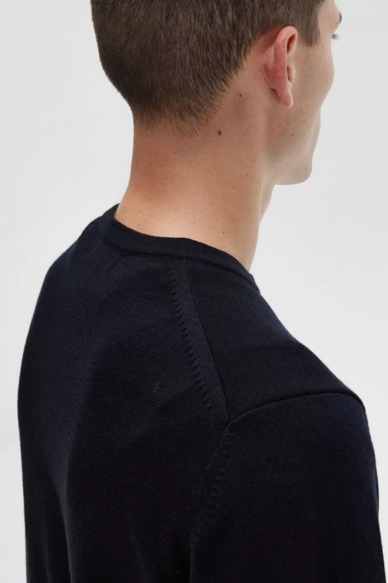 maglione girocollo classico da uomo fred perry blu navy