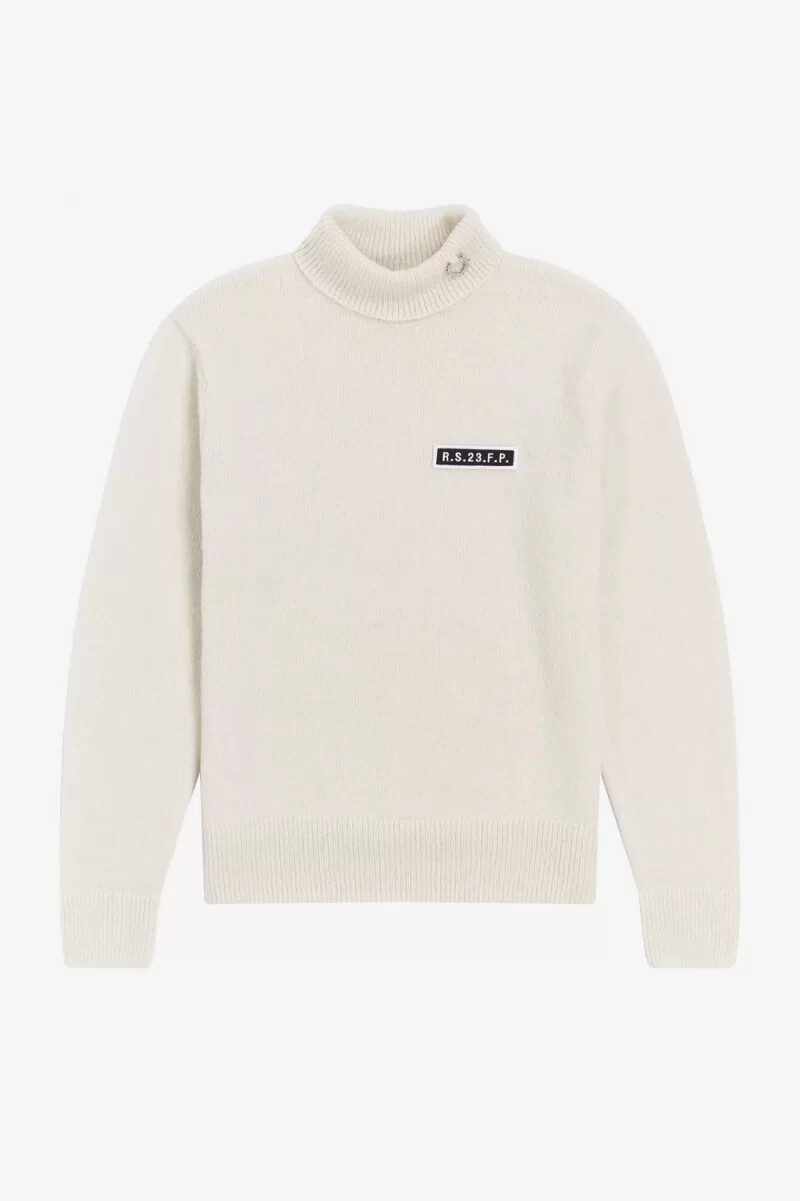 maglione a collo alto da uomo fred perry beige