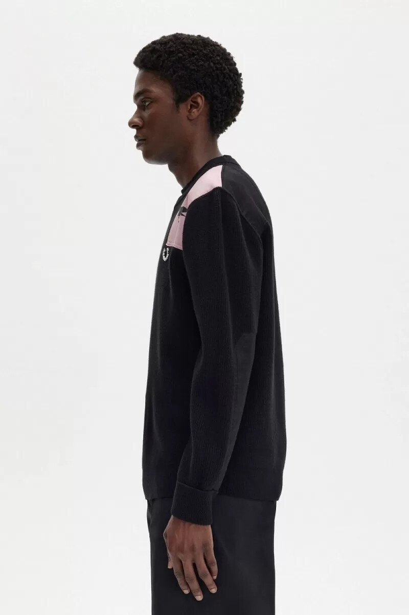 maglione stampato da uomo fred perry nero