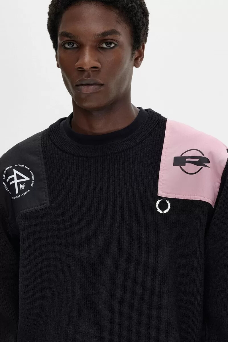 maglione stampato da uomo fred perry nero