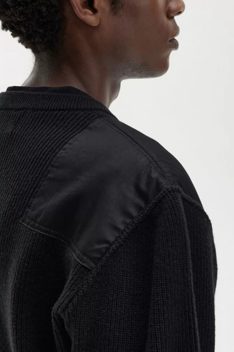 maglione stampato da uomo fred perry nero