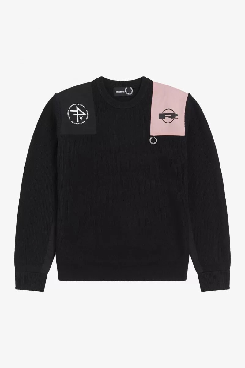 maglione stampato da uomo fred perry nero