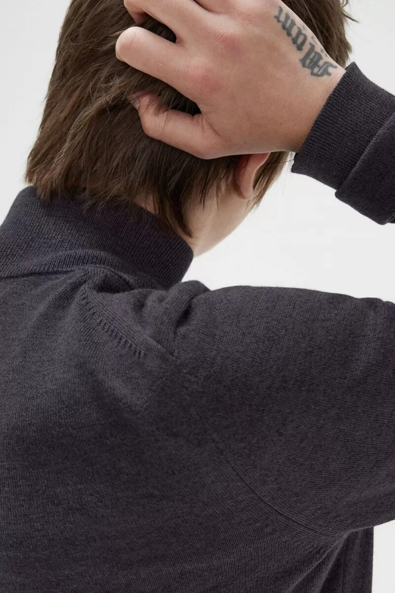 maglione da uomo fred perry classic half zip grigio scuro mélange