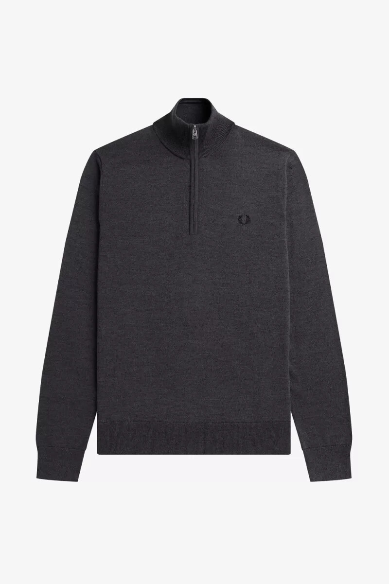maglione da uomo fred perry classic half zip grigio scuro mélange