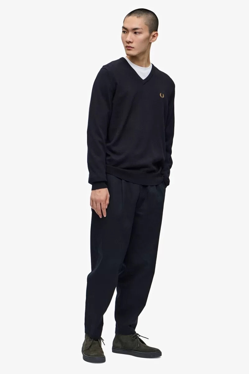 maglione da uomo fred perry classic v-neck blu navy