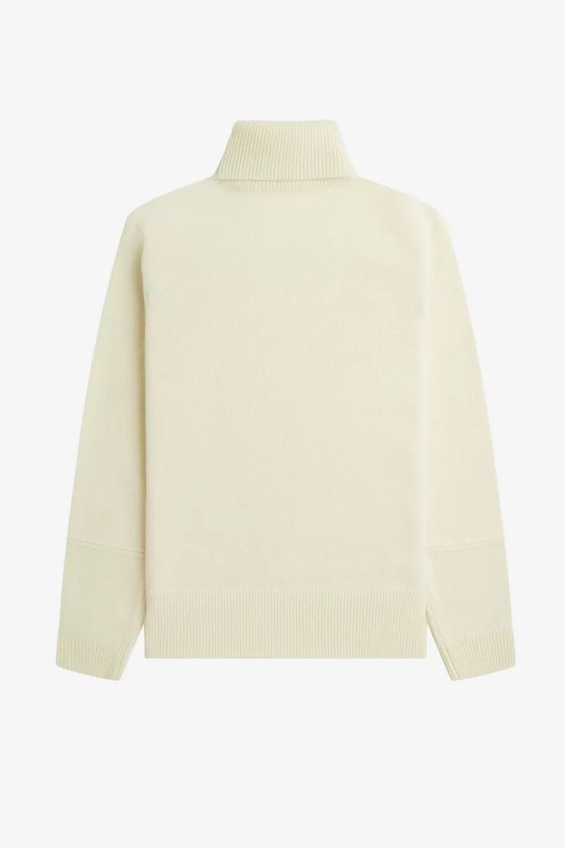 maglione a collo alto in maglia fred perry da uomo beige