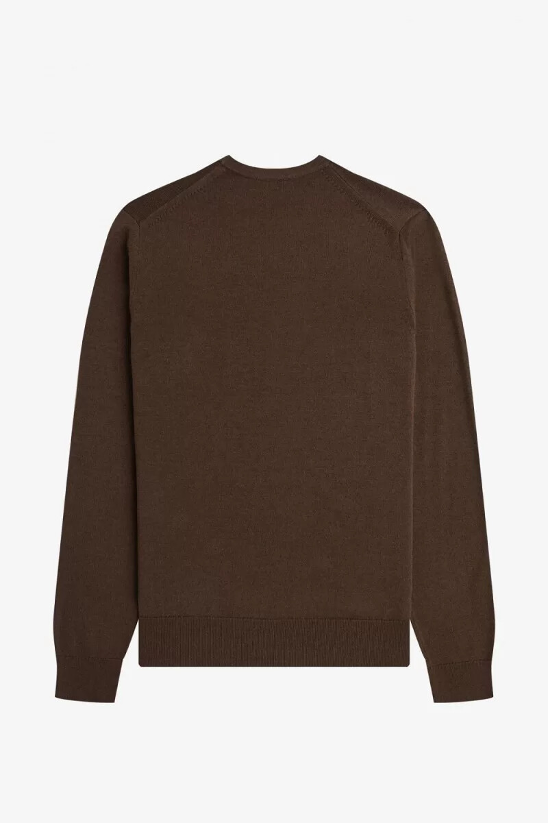 maglione girocollo classico da uomo fred perry color tabacco bruciato