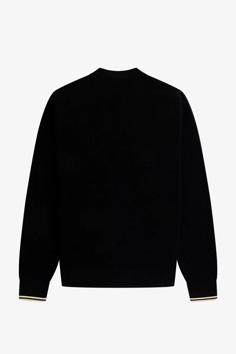 maglione da uomo fred perry waffle stitch nero