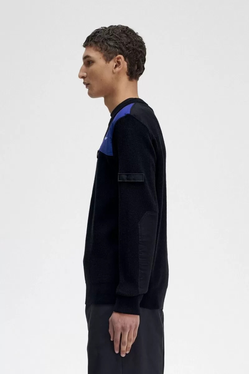 maglione da uomo fred perry con toppa e dettaglio nero