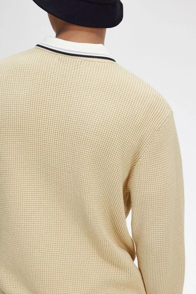 maglione da uomo fred perry waffle stitch color avena