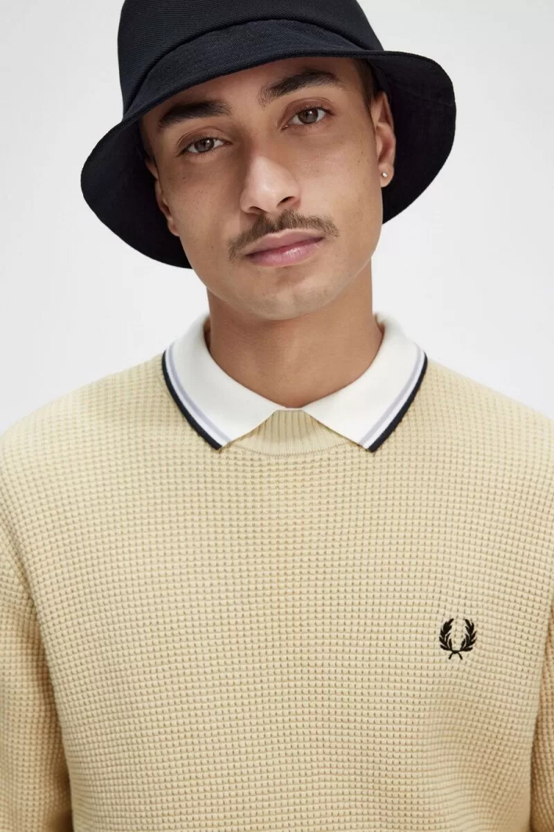 maglione da uomo fred perry waffle stitch color avena