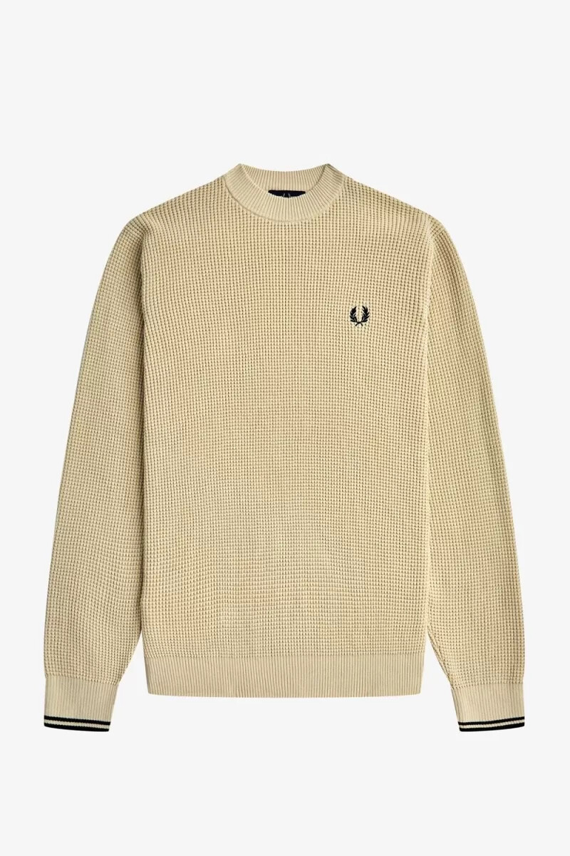 maglione da uomo fred perry waffle stitch color avena