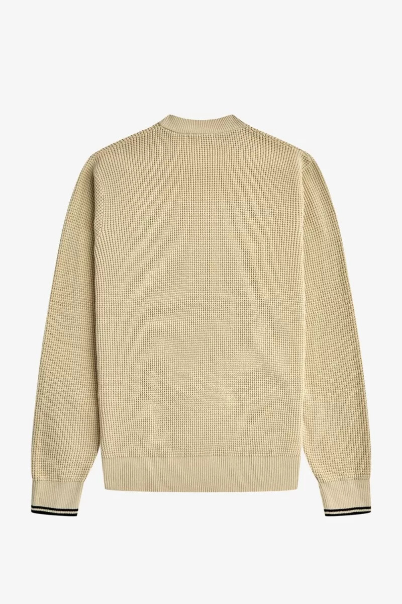 maglione da uomo fred perry waffle stitch color avena