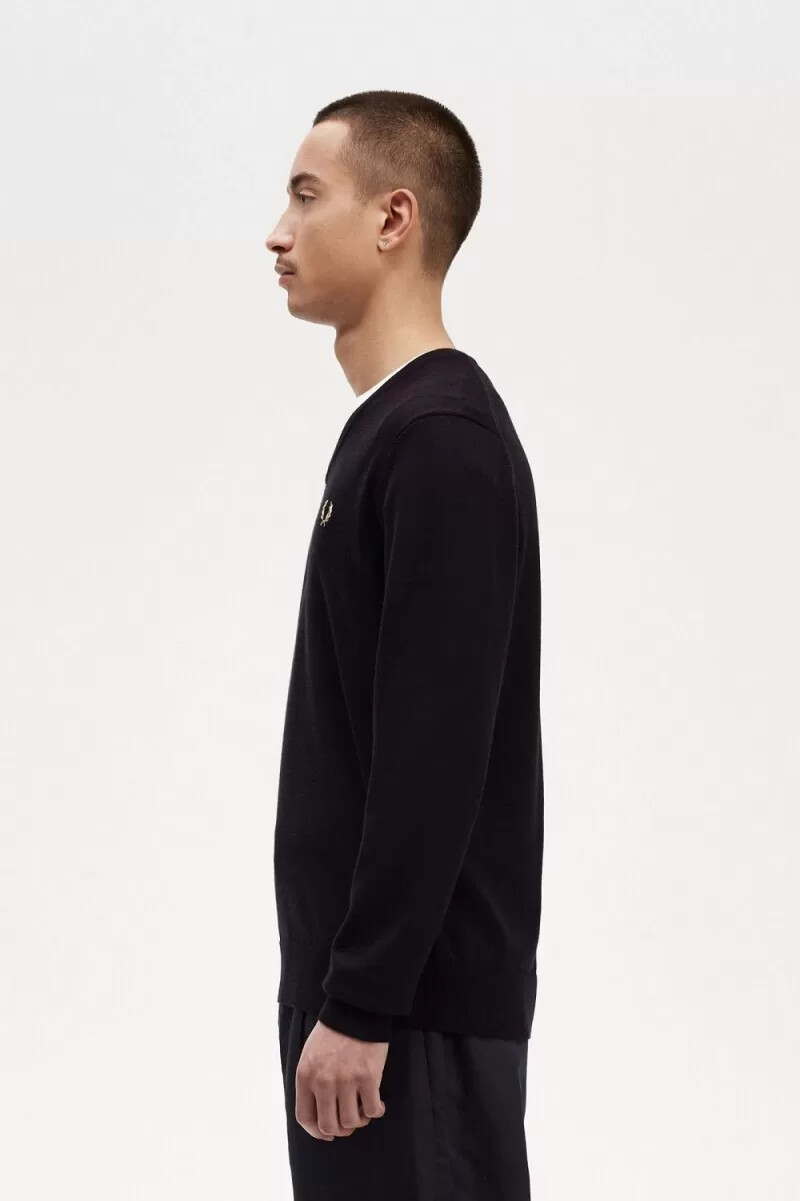 maglione da uomo fred perry classic v-neck nero