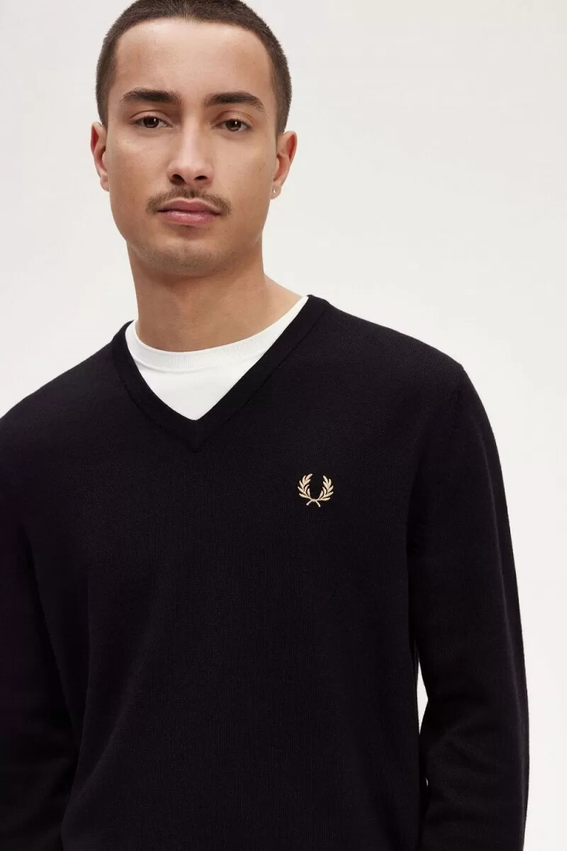 maglione da uomo fred perry classic v-neck nero