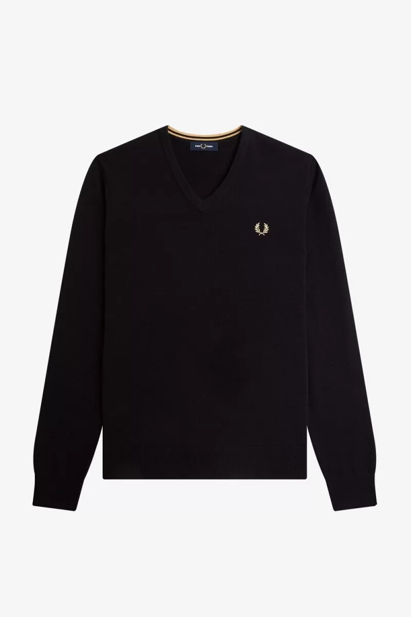 maglione da uomo fred perry classic v-neck nero