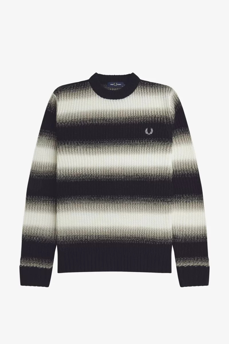 maglione da uomo in maglia aperta a righe fred perry nero