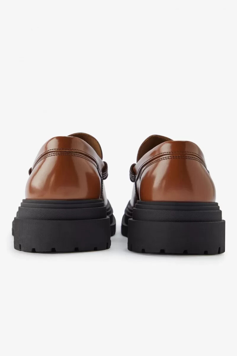 mocassini da donna in pelle fred perry color cuoio