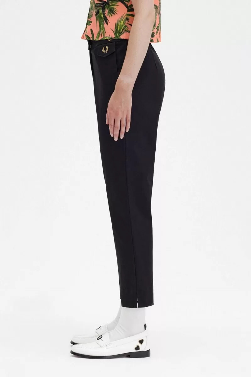 pantaloni a vita alta da donna fred perry neri
