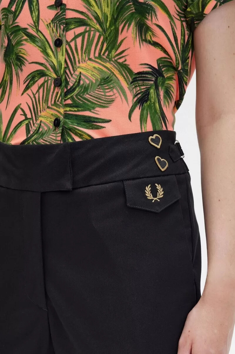 pantaloni a vita alta da donna fred perry neri